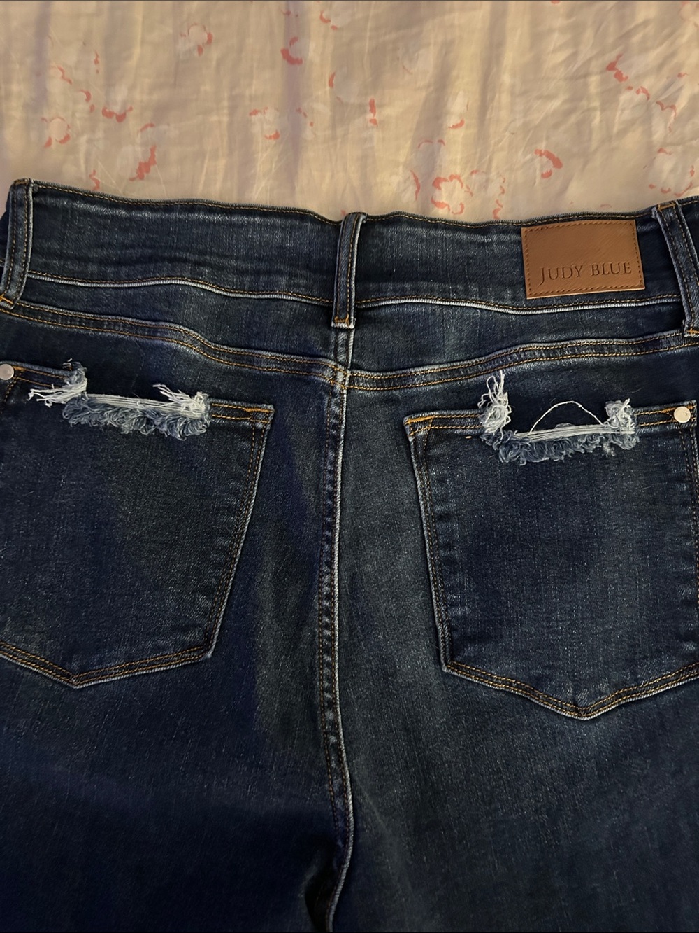 Judy Blue Indigo High-Rise Distressed Back Pocket Jeans